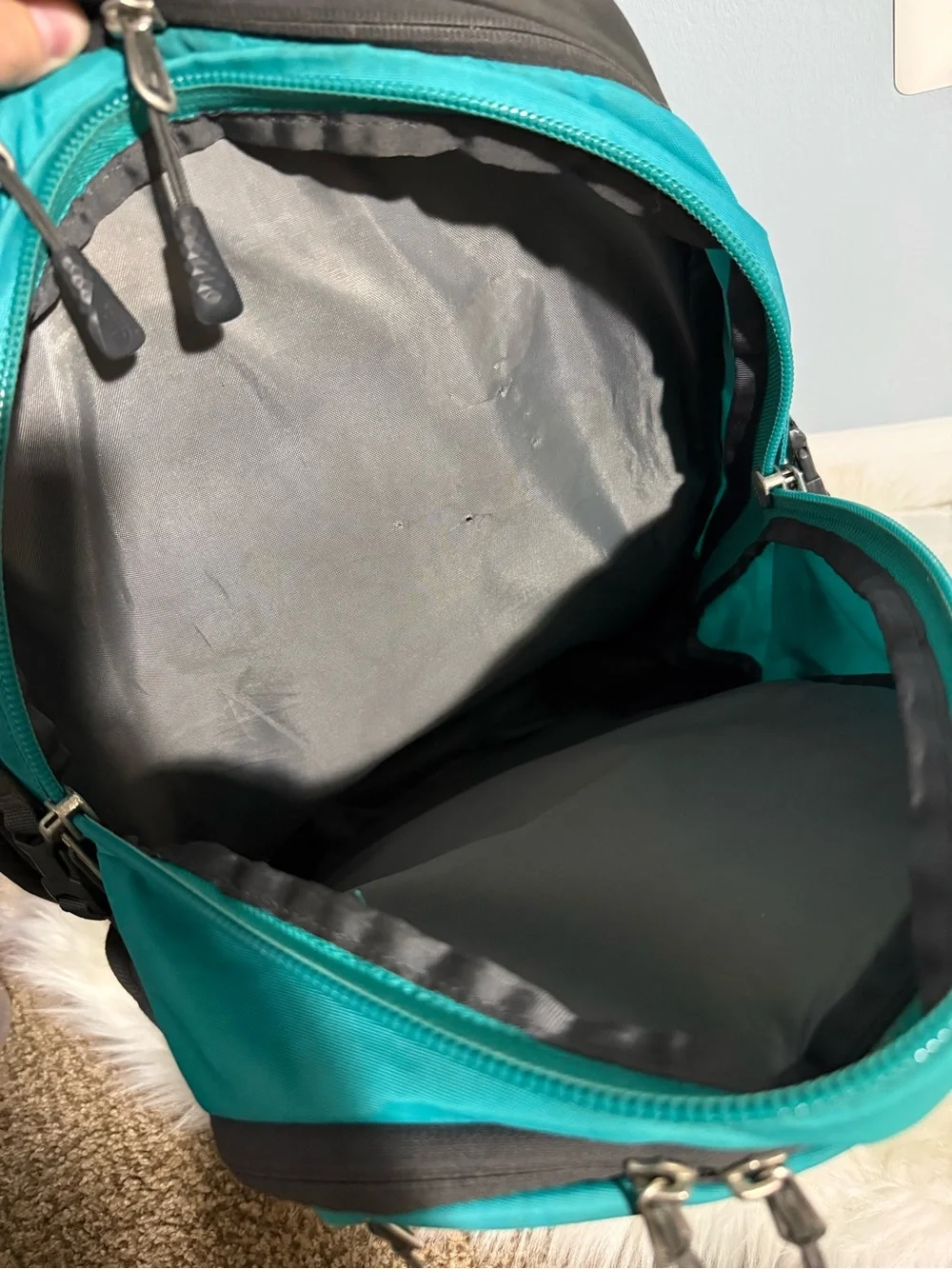 The North Face Teal and Gray Backpack